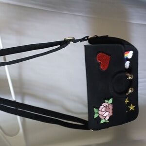 Art Deco Pop Culture Style Crossbody Black Jean Purse Handbag